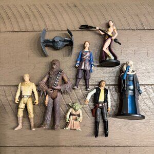 Vintage Star Wars Action Figure Lot Luke Skywalker Chewbacca Leia Han Solo Yoda